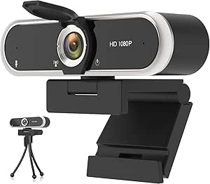 NIVEOLI Webcam 1080P for PC/Laptop with Microphone & Privacy Cover, USB Computer Camera Plug & Play with Auto Light Correction for Video Calls, Live Streaming Gaming & Online Meetings