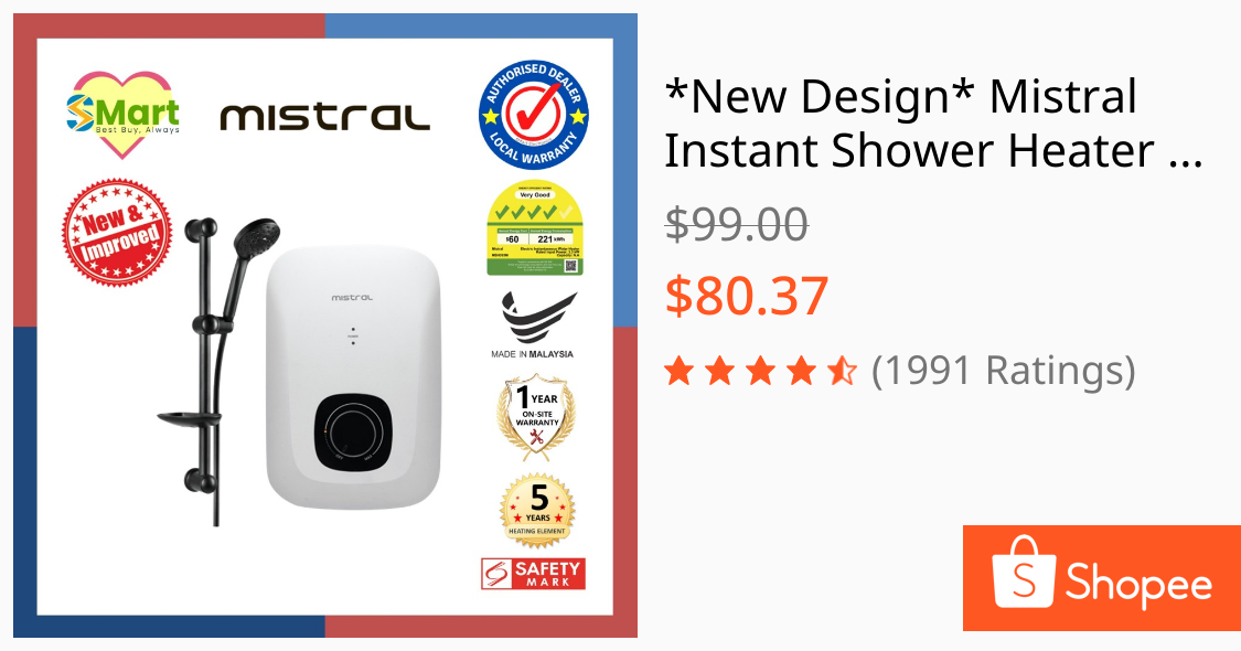 *New Design* Mistral Instant Shower Heater [MSH303M]