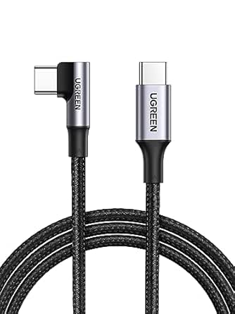 UGREEN 100W USB C to USB C Cable Right Angle, PD Charging Cord, 480Mbps Data Transfer, for iPhone 16, MacBook Pro, iPad Pro 2024, Matebook, Chromebook, Pixel, Galaxy S24, Dell XPS, Switch, 2M, Black
